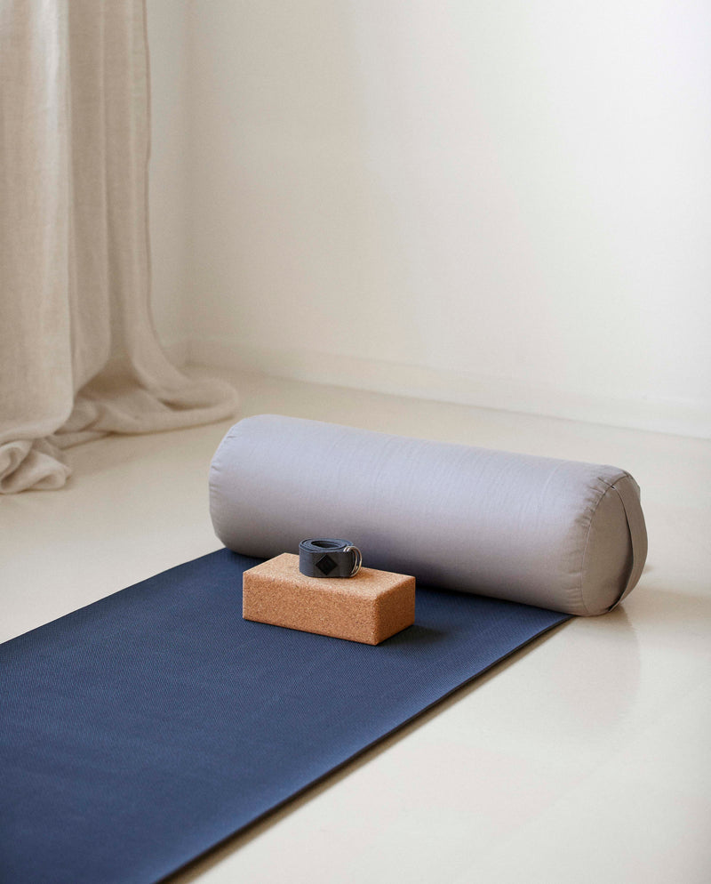 YOGA bolster, large, round, grey