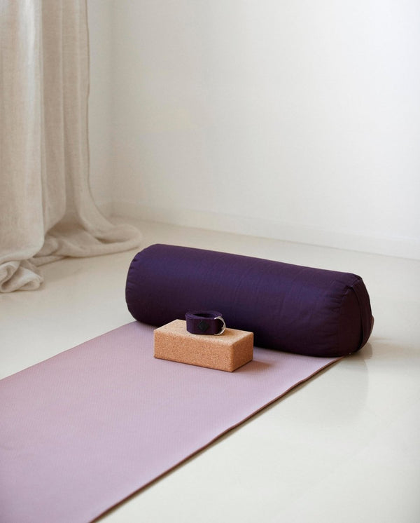 YOGA bolster, large, round, burgundy