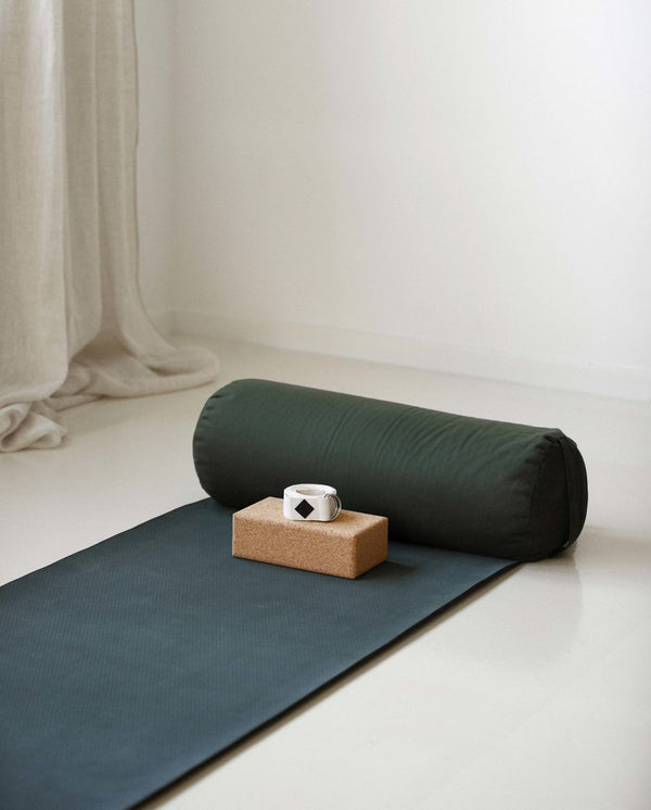 YOGA bolster, large, round, dark green